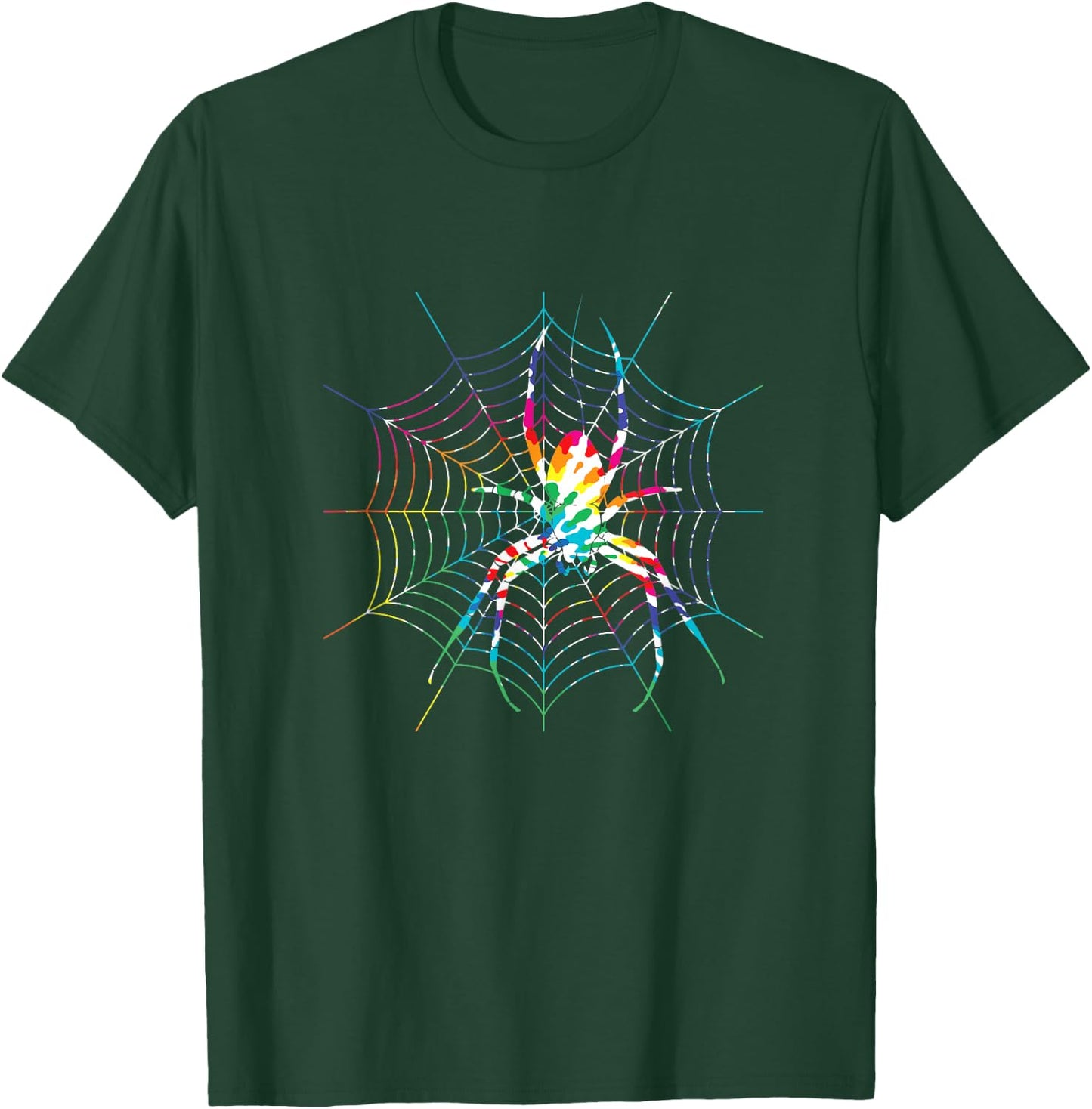 Fun Hippie Rainbow Tie Dye Spider Web T-Shirt - T-Shirt | Forest