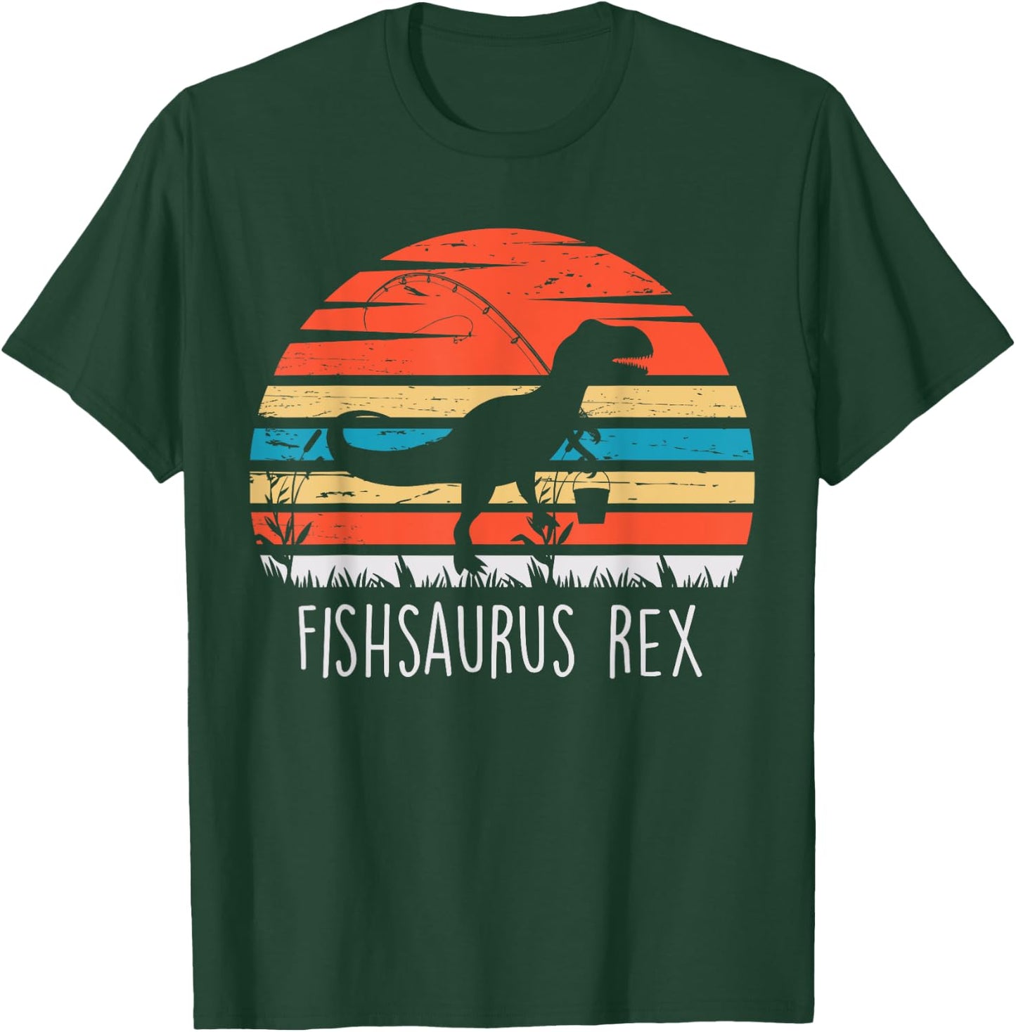 Fishing Gifts Shirt For Boys Fishsaurus T Rex Dinosaur T-Shirt - T-Shirt | Forest