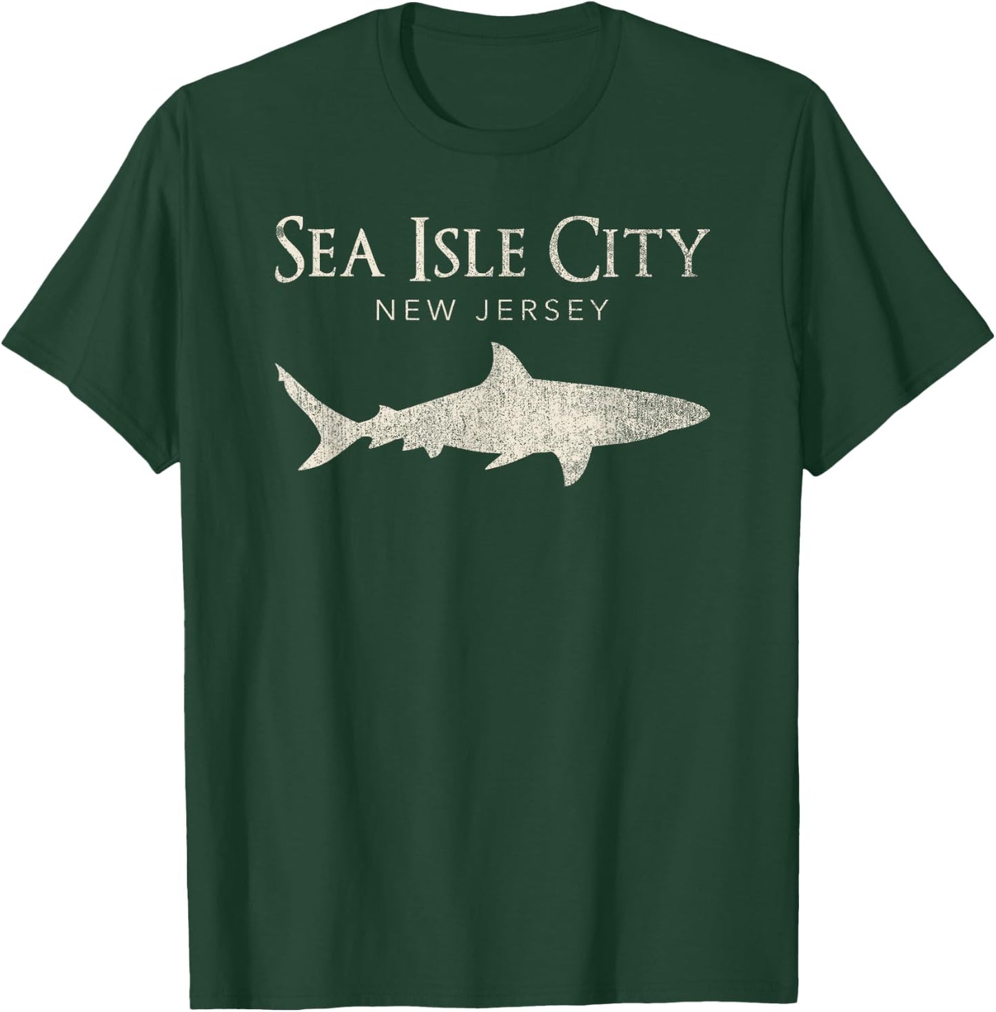 Retro Sea Isle City NJ Shark T-Shirt - T-Shirt | Forest