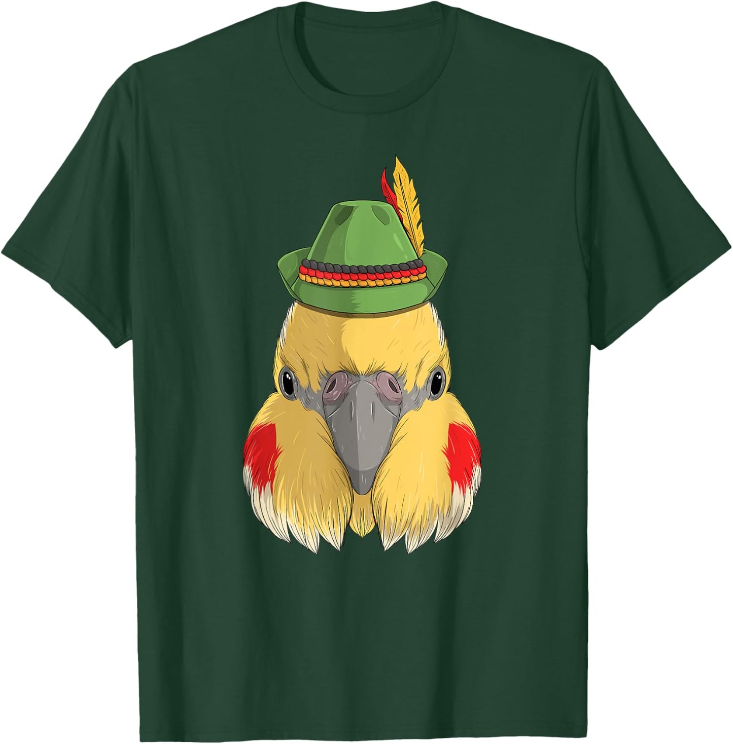 Cockatiel Bird Oktoberfest German Bavarian Alpine Hat Parrot T-Shirt - T-Shirt | Forest