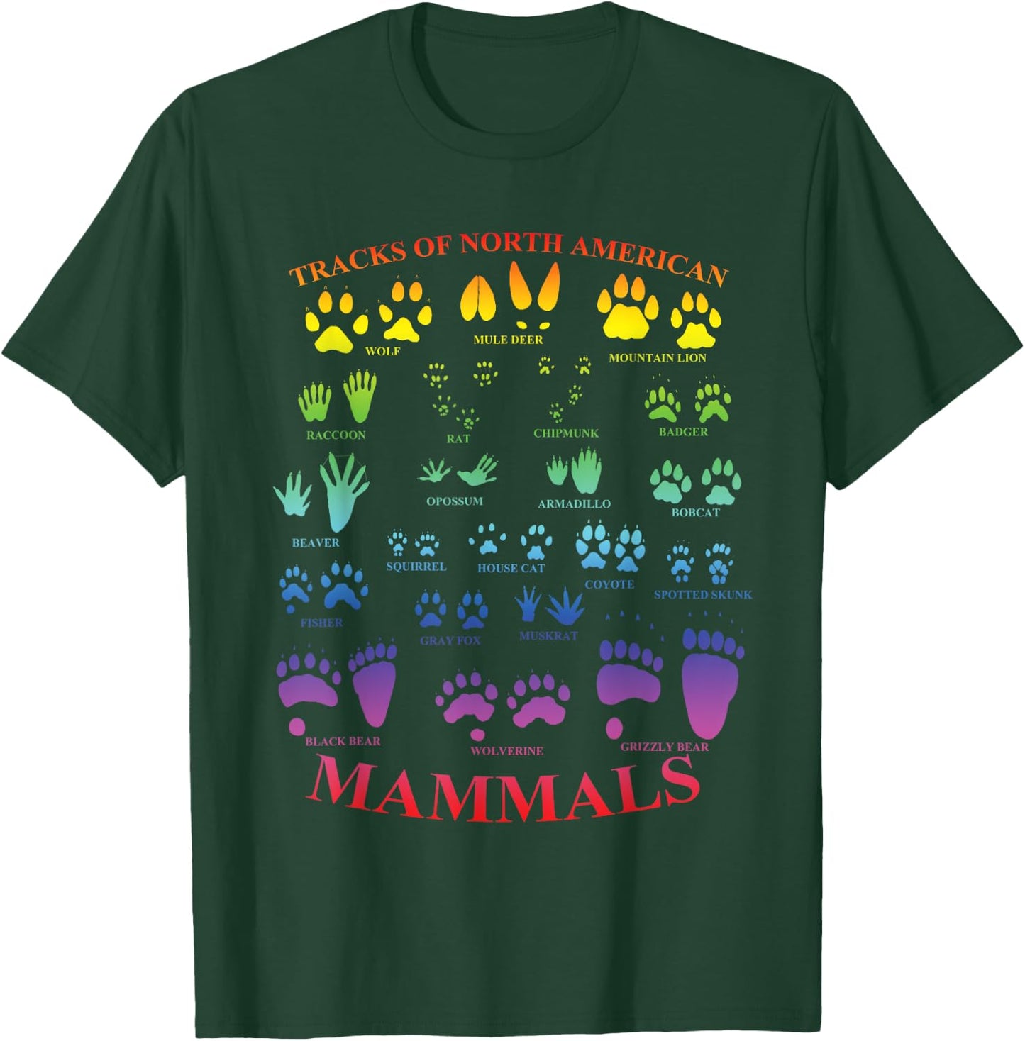 Beartracker Wildlife Tracks of North American Mammals T-Shirt - T-Shirt | Forest