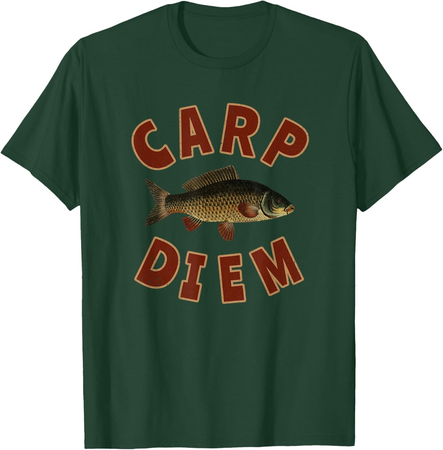 Carp Diem T Shirt Funny Fishing Gift Novelty Fisherman Shirt T-Shirt - T-Shirt | Forest