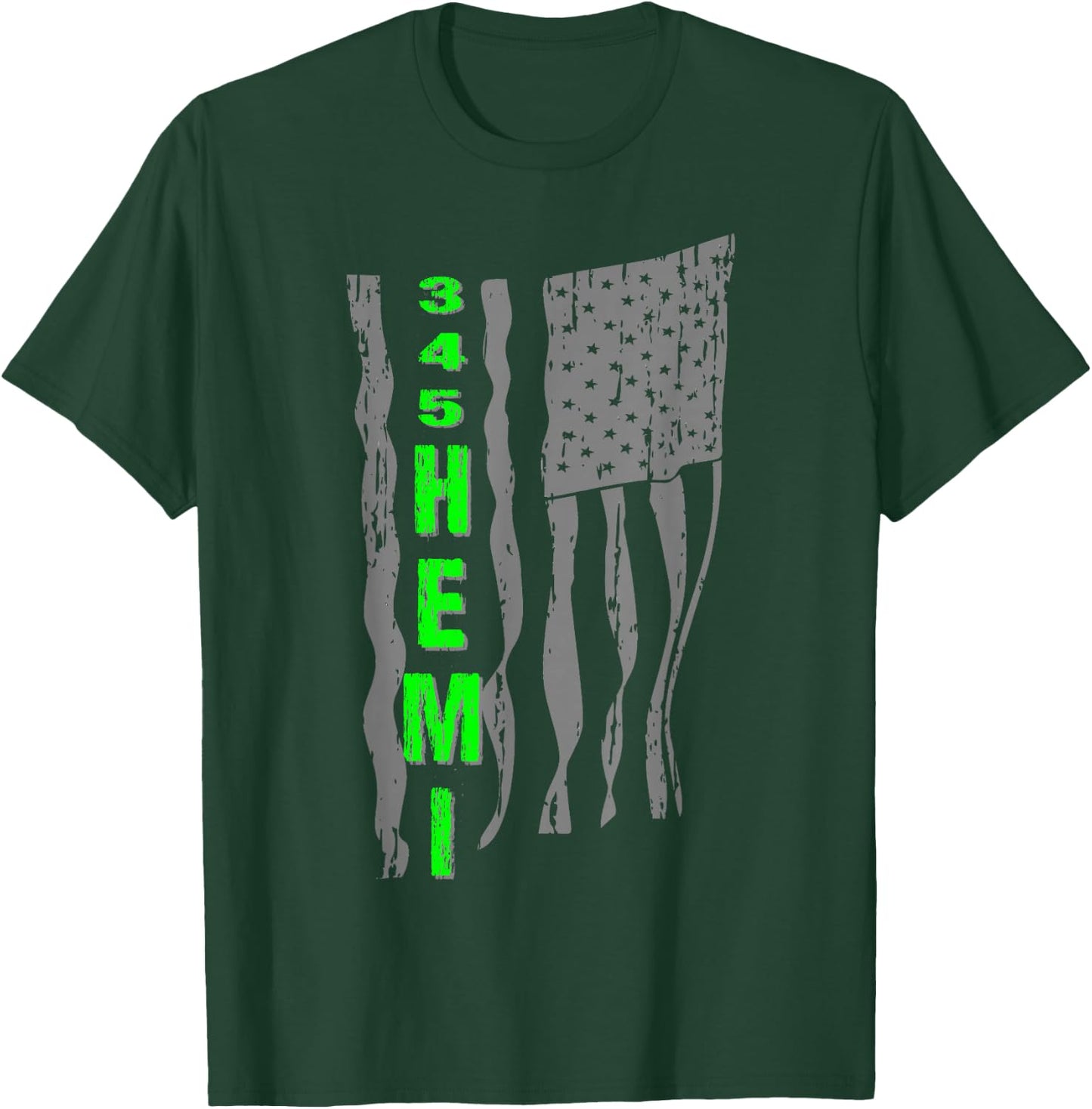 345 Hemi Patriotic Gray Flag Design T-Shirt - T-Shirt | Forest