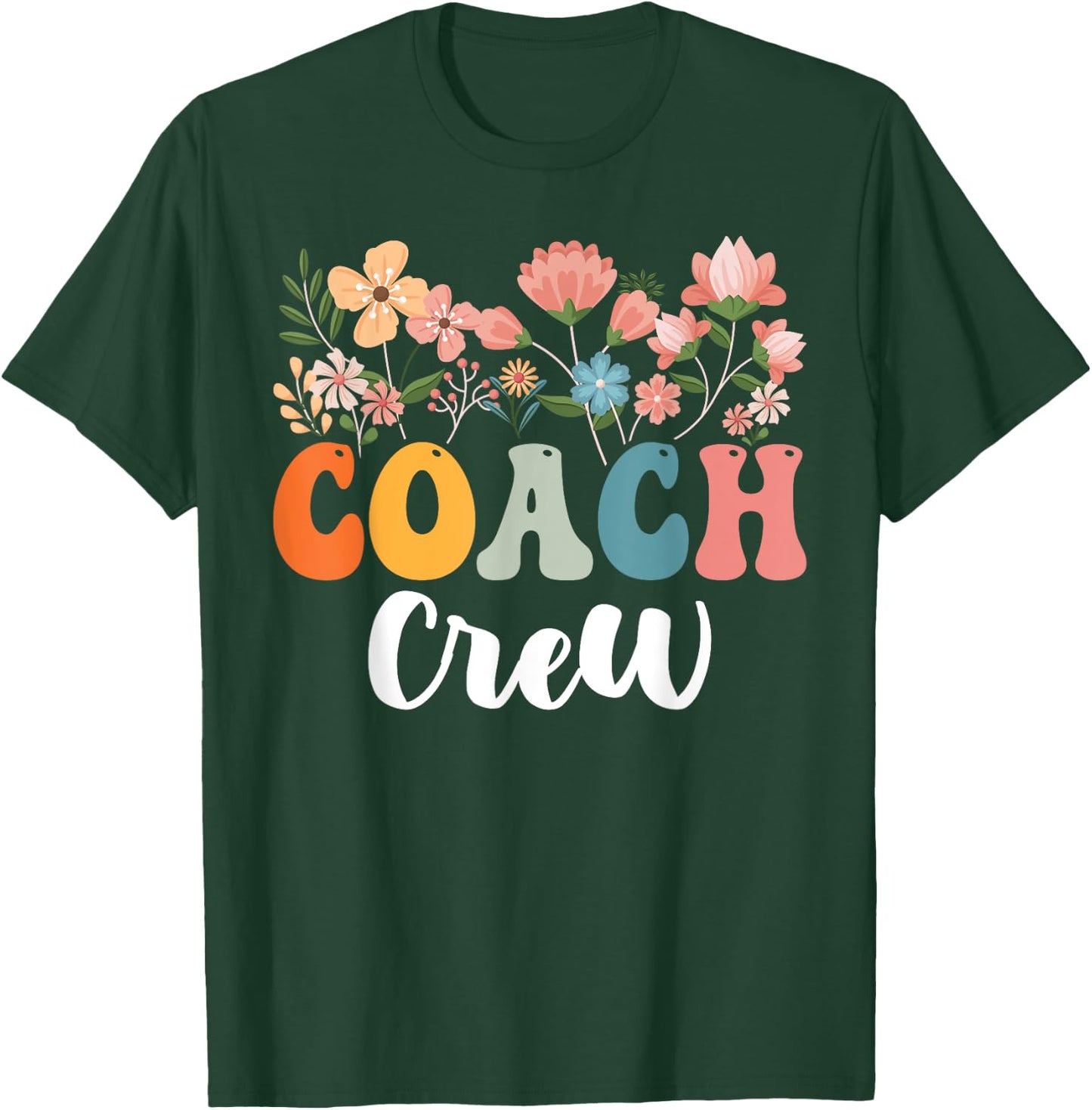 Coach Crew Team Retro Groovy Vintage First Day Of School T-Shirt - T-Shirt | Forest
