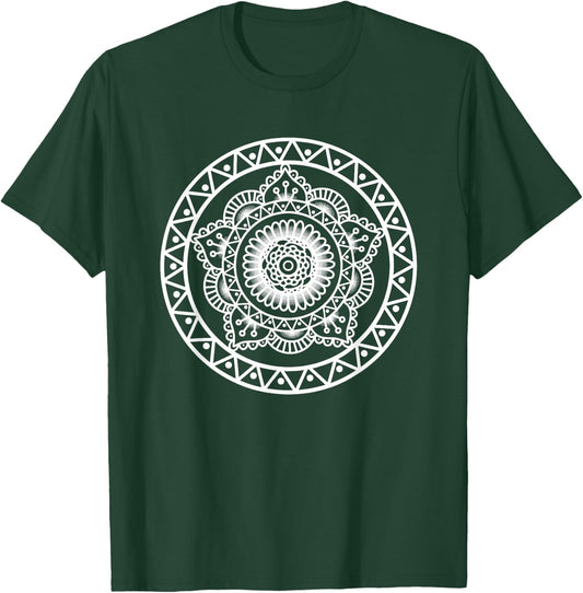 Prana Art Sacred Geometry Vibration Yoga Mandala T-Shirt - T-Shirt | Forest