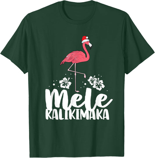 Mele Kalikimaka Flamingo Christmas Pink Xmas Hawaii Women T-Shirt - T-Shirt | Forest