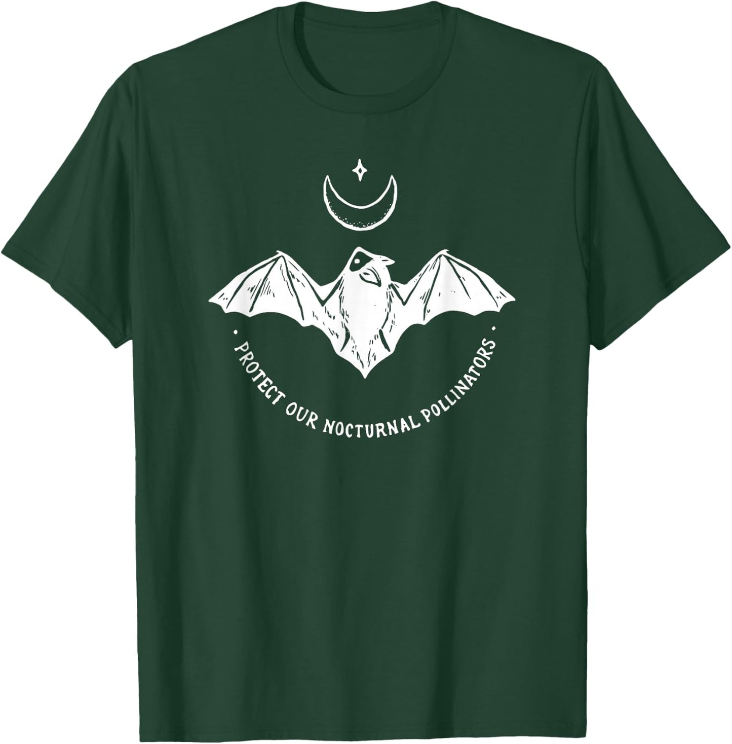 Protect Our Nocturnal Polalinators Bat with Moon Halloween T-Shirt - T-Shirt | Forest