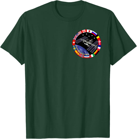 International Space Station NASA ISS Pocket Logo T-Shirt - T-Shirt | Forest
