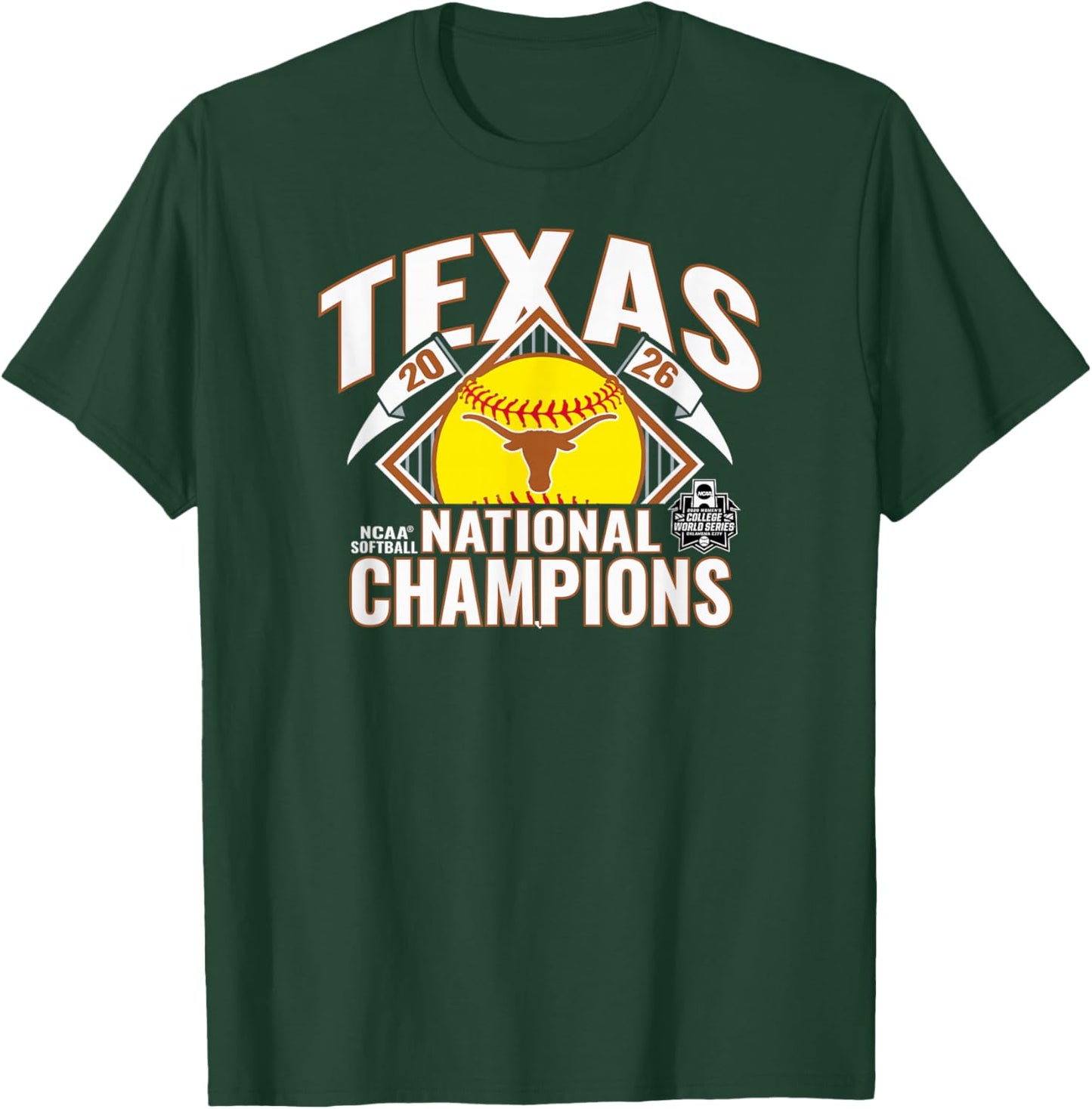 Texas Longhorns National Champs 2026 Softball WCWS Bracket T-Shirt - T-Shirt | Forest