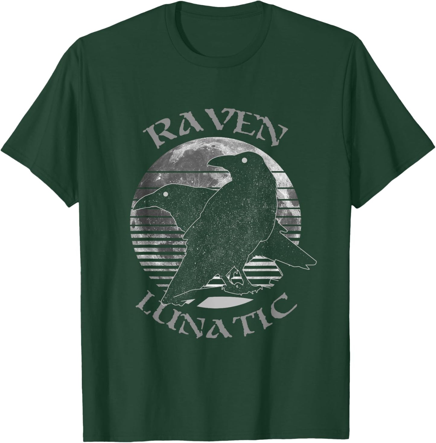 Wiccan Witch Pagan Occult Raven Lunatic Retro Moon T-Shirt - T-Shirt | Forest