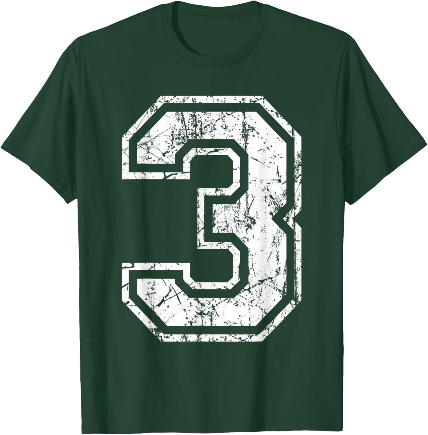 Sports Jersey Grunge Number 3 Fan Team Player Birthday Gift T-Shirt - T-Shirt | Forest