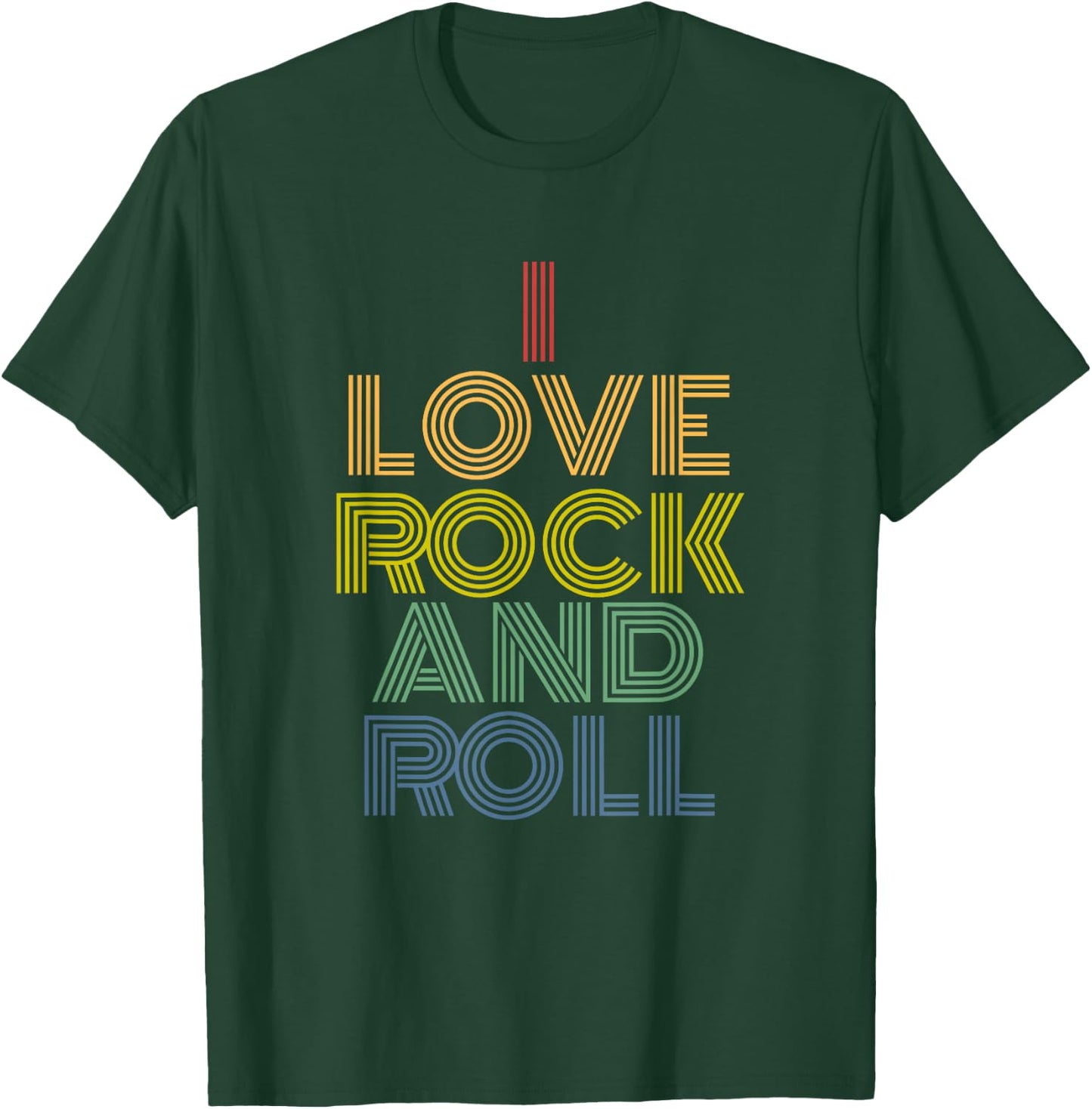 I Love Rock And Roll retro rainbow rock music T-Shirt - T-Shirt | Forest