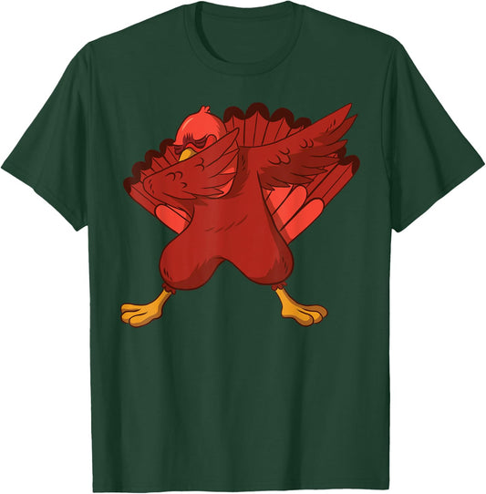 Dabbing Turkey Thanksgiving Shirt Kids Boys Girls Youth T-Shirt - T-Shirt | Forest