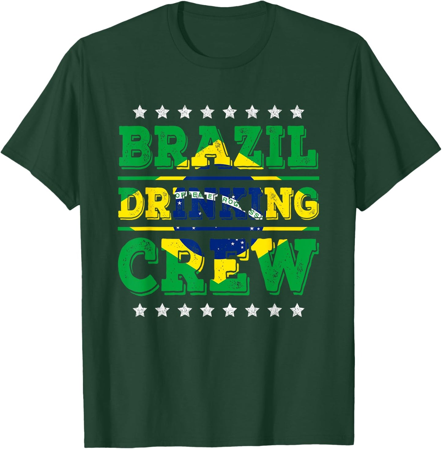 Brazil Drinking Crew Brazilian Flag Funny Drinking Party T-Shirt - T-Shirt | Forest