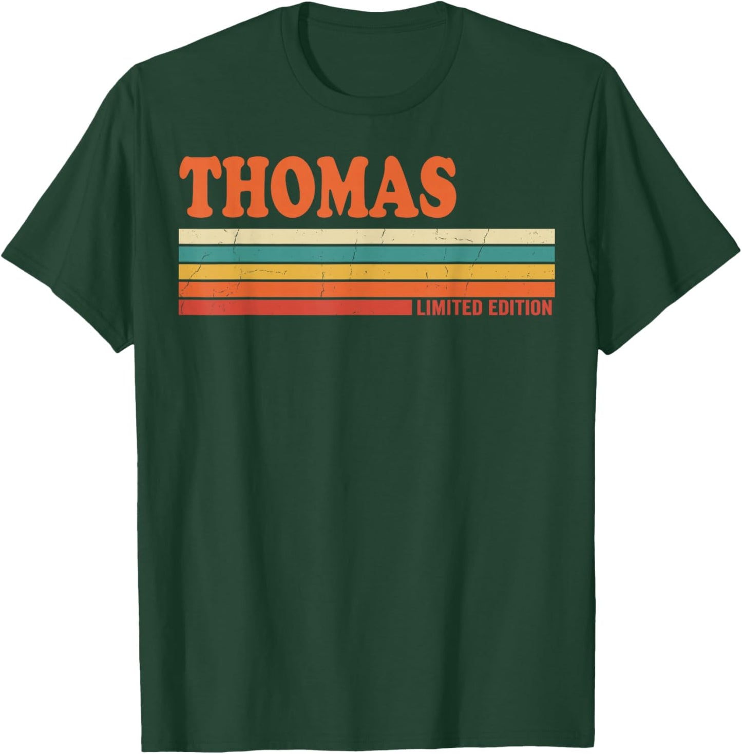 Thomas Retro Personalized First Name Vintage Stripes T-Shirt - T-Shirt | Forest