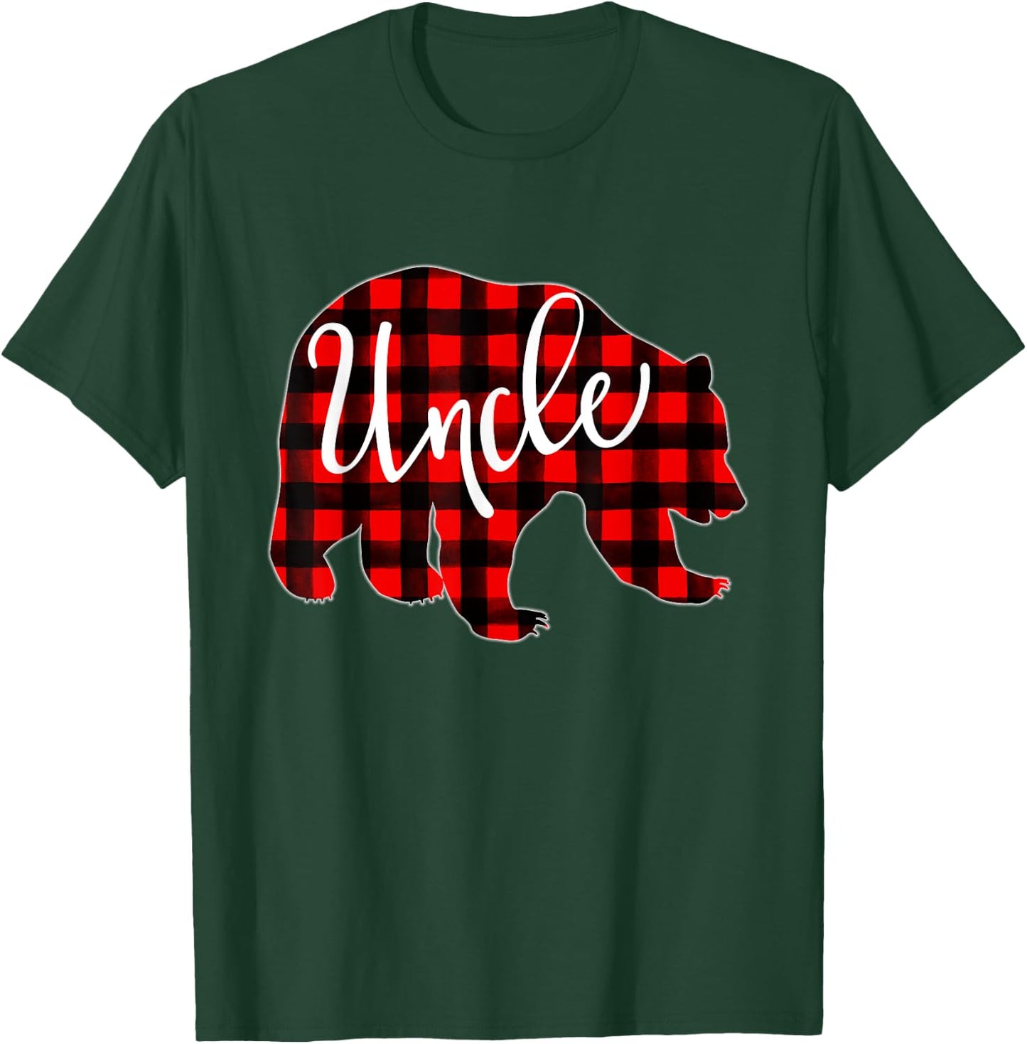 Red Plaid Uncle Bear Matching Family Christmas Eve Buffalo T-Shirt - T-Shirt | Forest