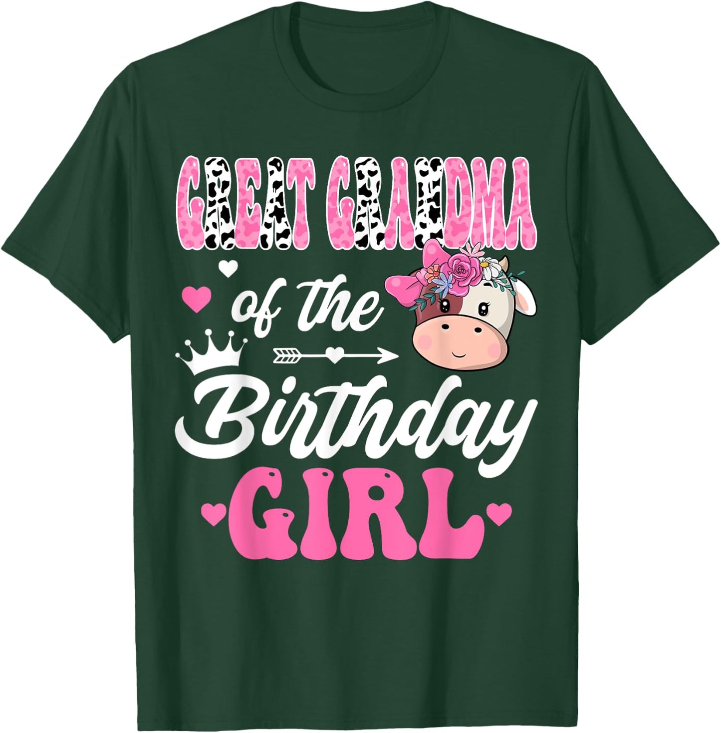 Great Grandma Of The Birthday Girl Farm Cow 1St Bday Girl T-Shirt - T-Shirt | Forest