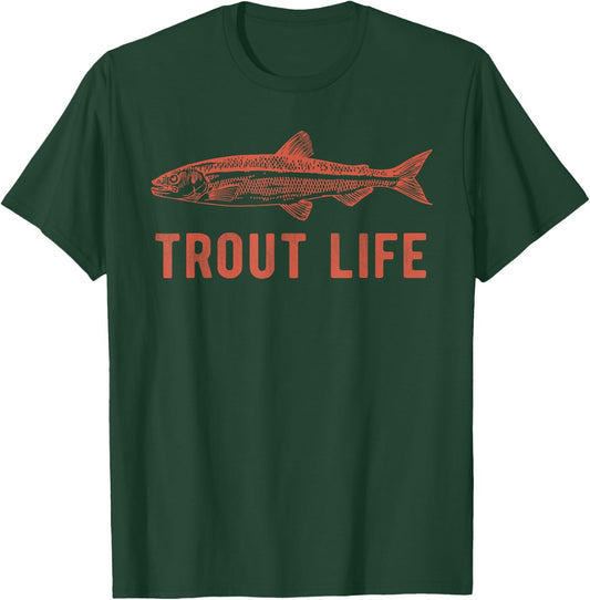 Fly Fishing Collective Trout Life , Blue, -Adults, Short Sleeve, , Small T-Shirt - T-Shirt | Forest