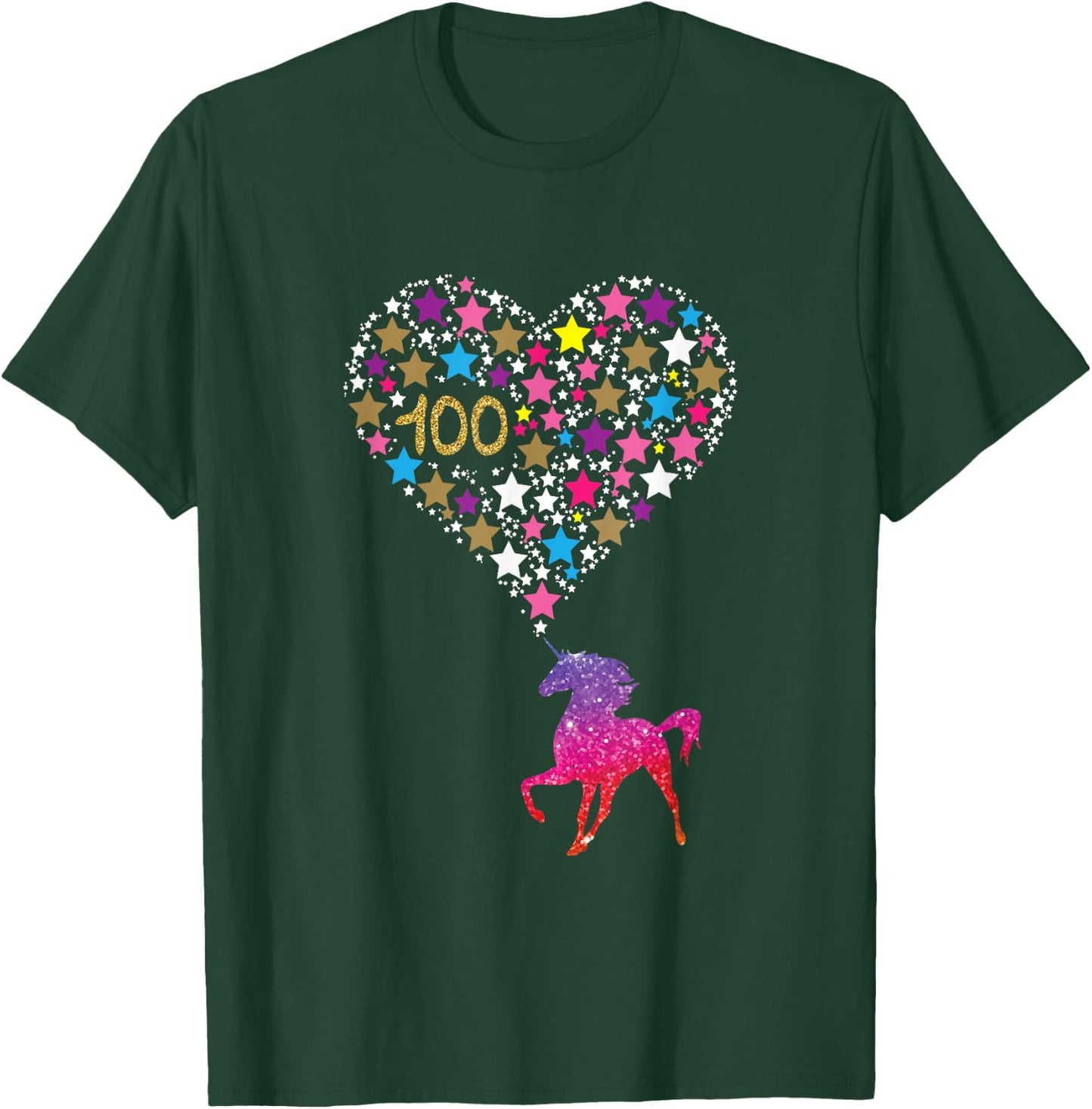Unicorn 100 Days Of School Shirt Cute Happy Gift Outfit T-Shirt - T-Shirt | Forest