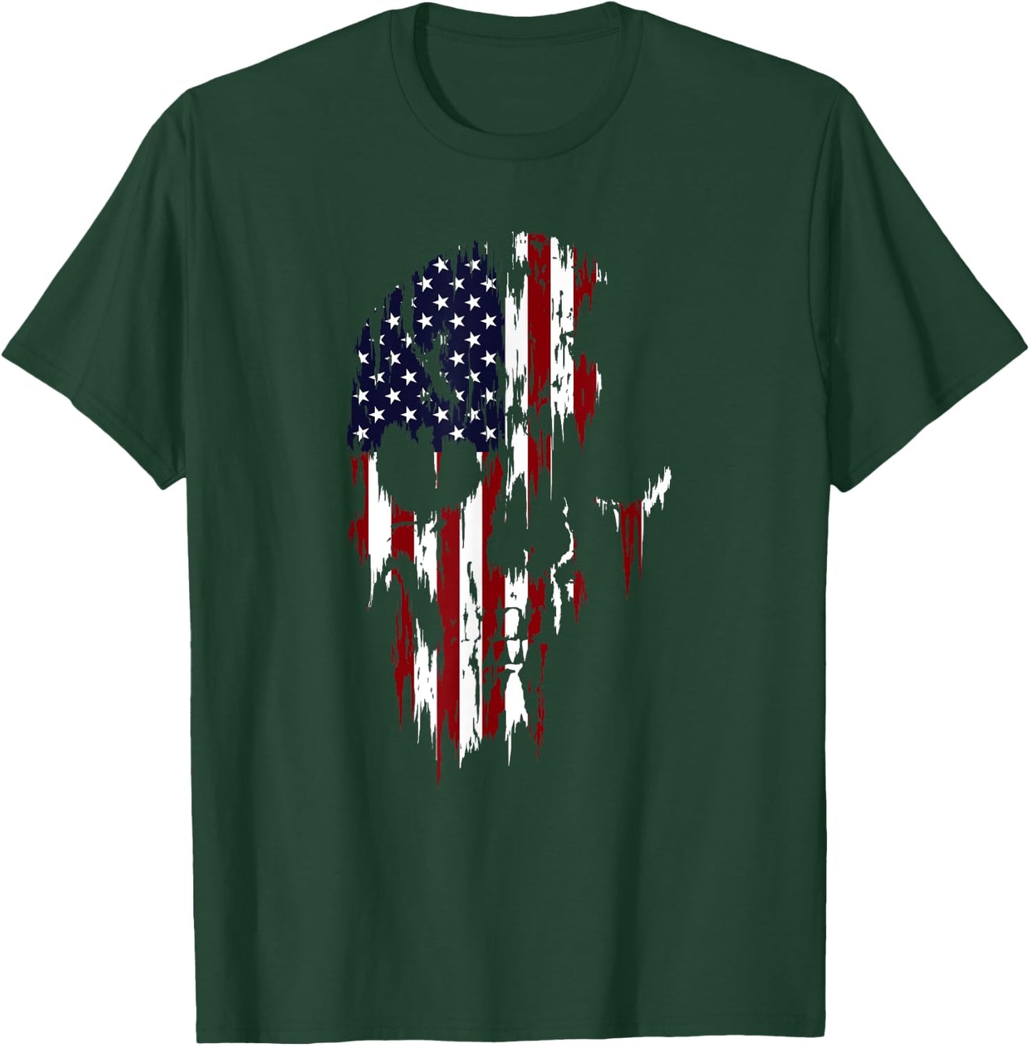 Zombie Patriot US American Flag Skull (Ver. 2) Women Men T-Shirt - T-Shirt | Forest