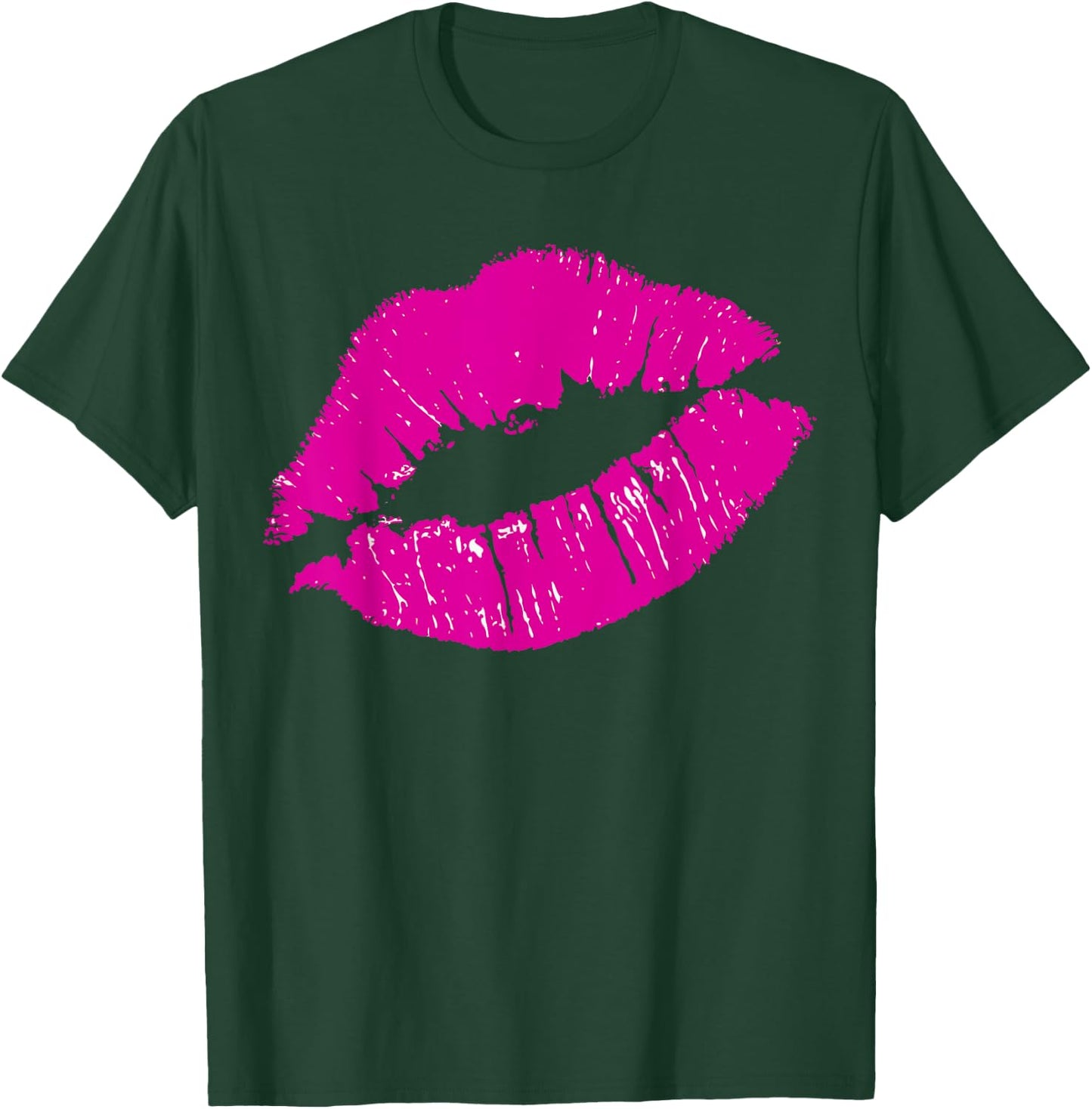 80's Pink Lips | Bright Pop Culture 1980's Lovers Gift T-Shirt - T-Shirt | Forest