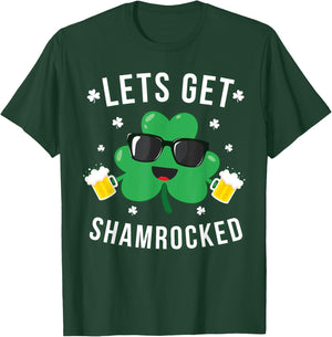 Funny St Patricks Day Shirt Lets Get Shamrocked Gift T-Shirt - T-Shirt | Forest