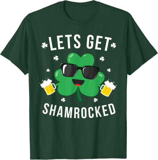 Funny St Patricks Day Shirt Lets Get Shamrocked Gift T-Shirt - T-Shirt | Forest