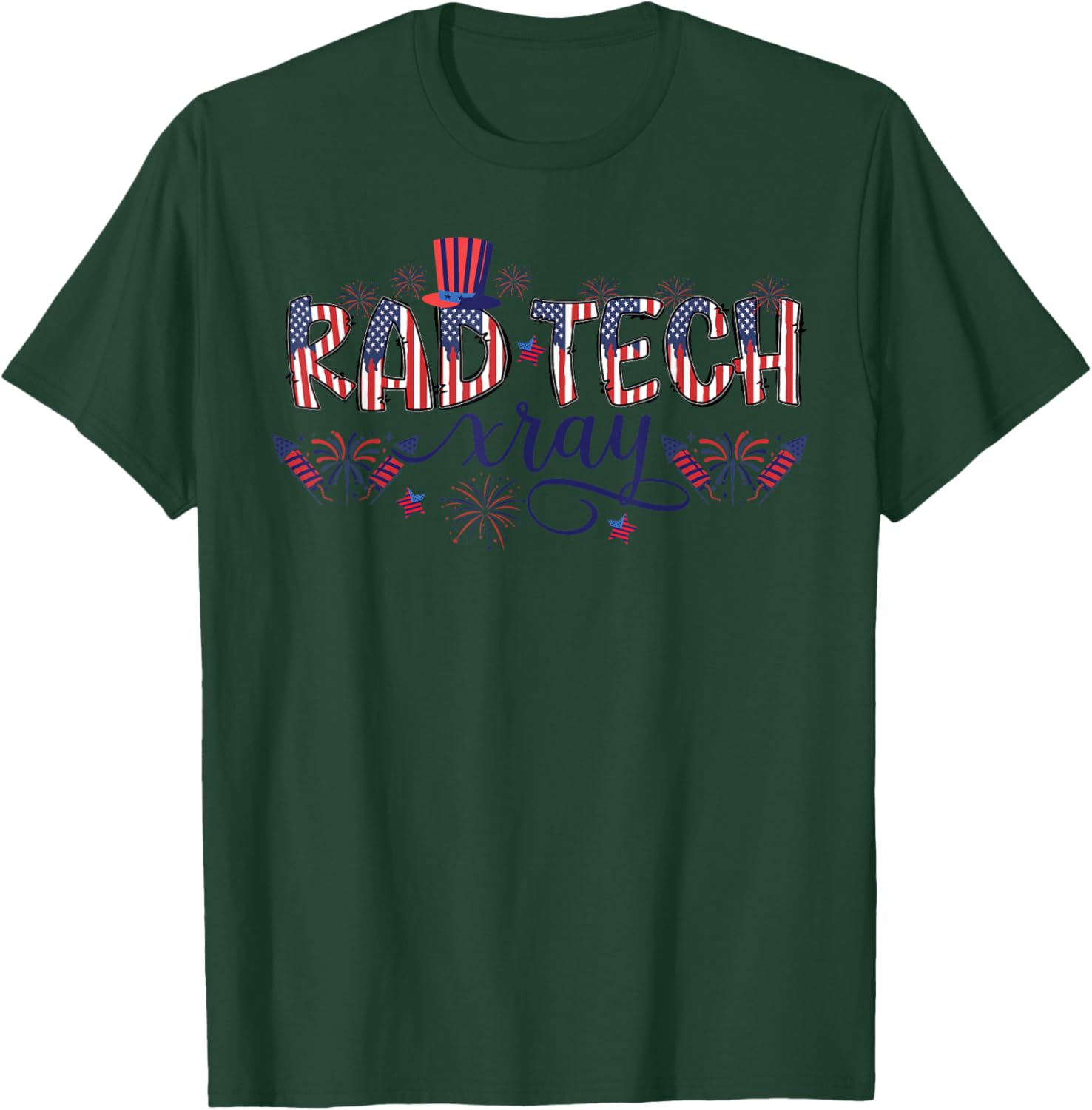Rad Tech 4th of July Patriotic Radiology Tech USA Flag Desig T-Shirt - T-Shirt | Forest