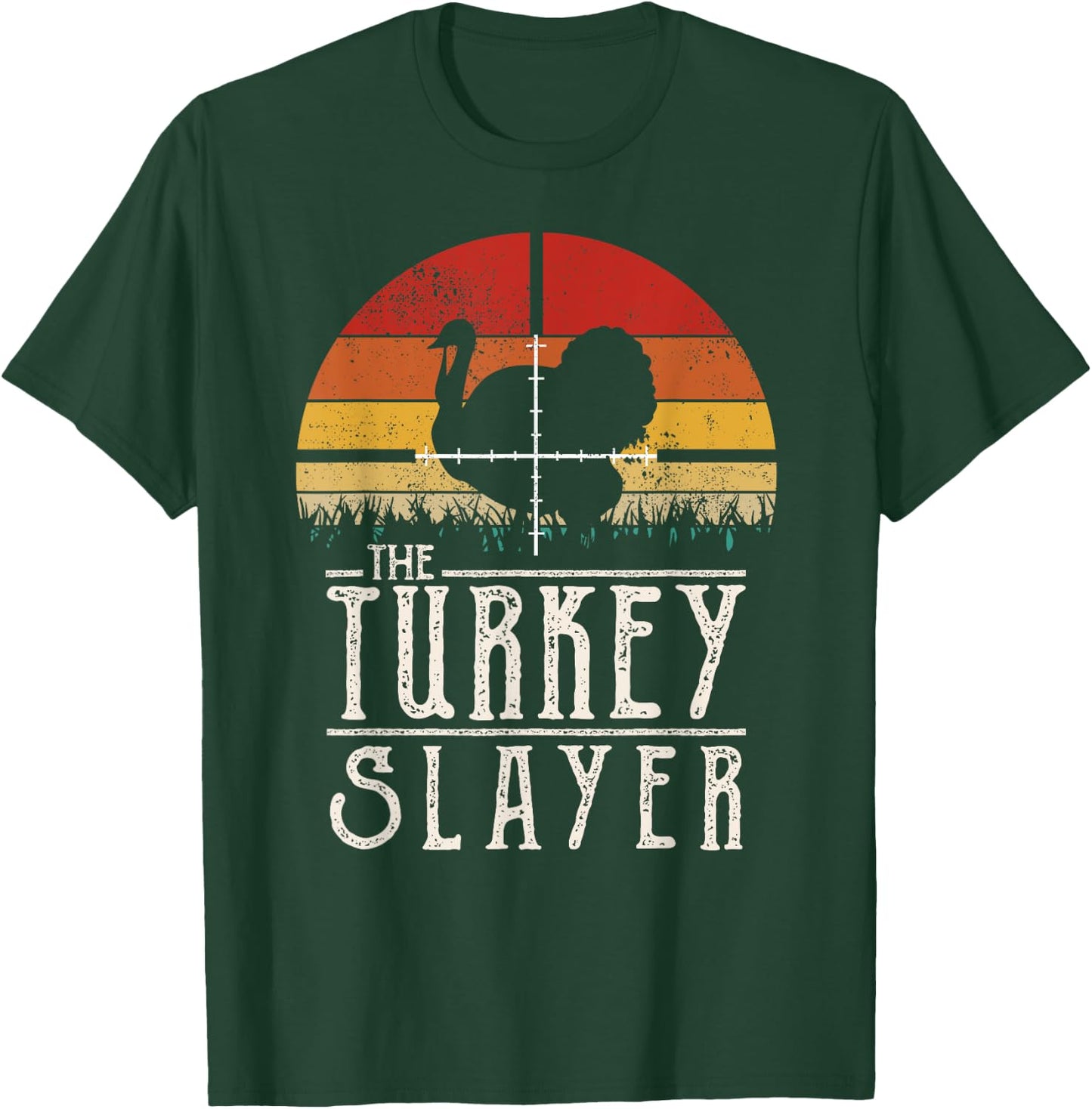 Vintage Sunset Retro Style Turkey Hunting Turkey Slayer T-Shirt - T-Shirt | Forest