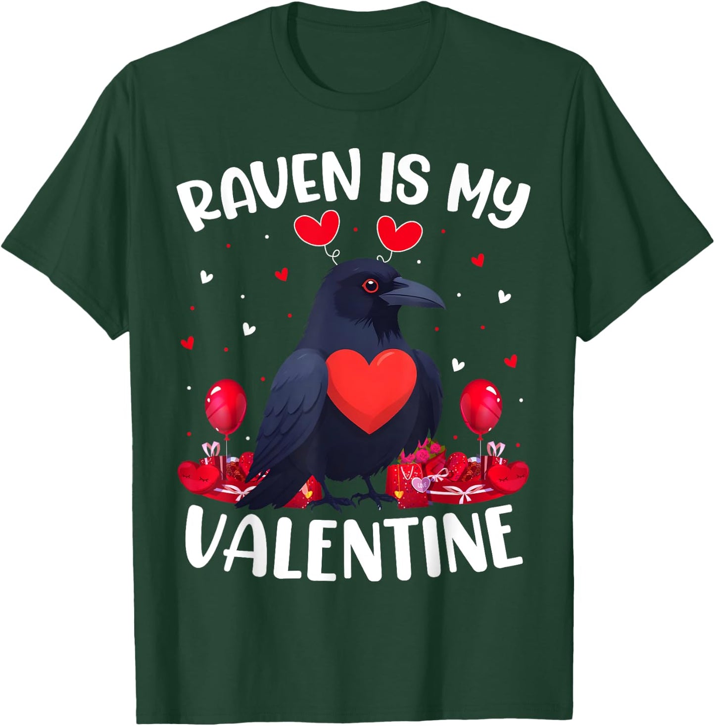 Raven Is My Valentine Love Heart Raven Bird Valentines Day T-Shirt - T-Shirt | Forest