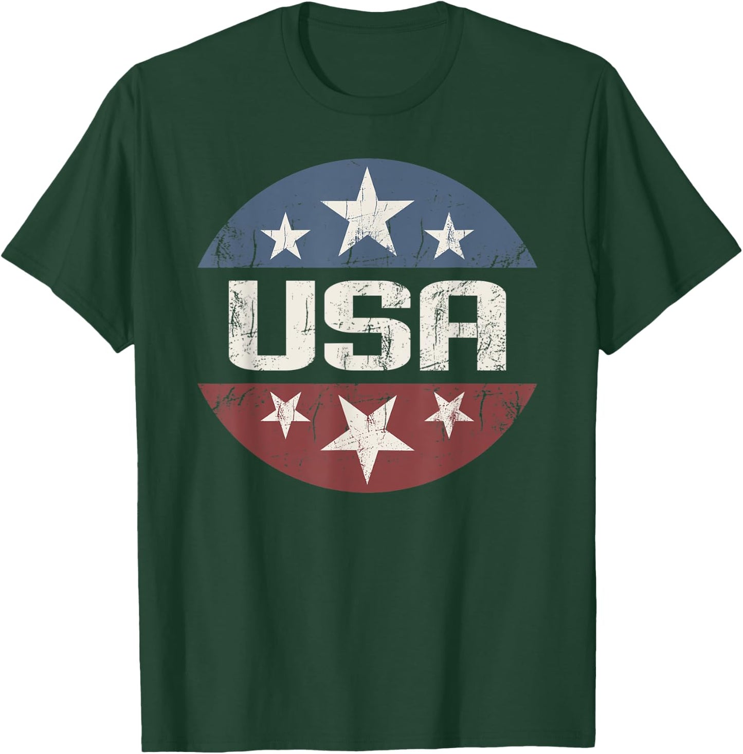 America Patriotic 4th of July Vintage Stars Logo USA T-Shirt - T-Shirt | Forest