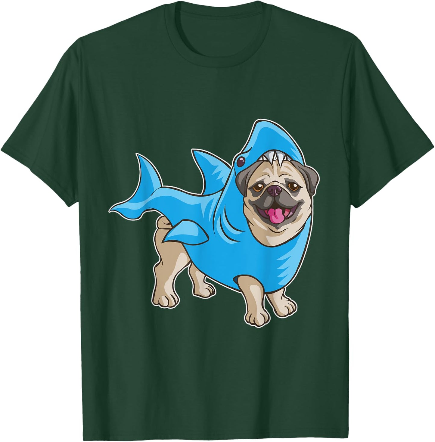 Pug Shark Shirt Funny Dog Suit Puppy Great White Gift T-Shirt - T-Shirt | Forest