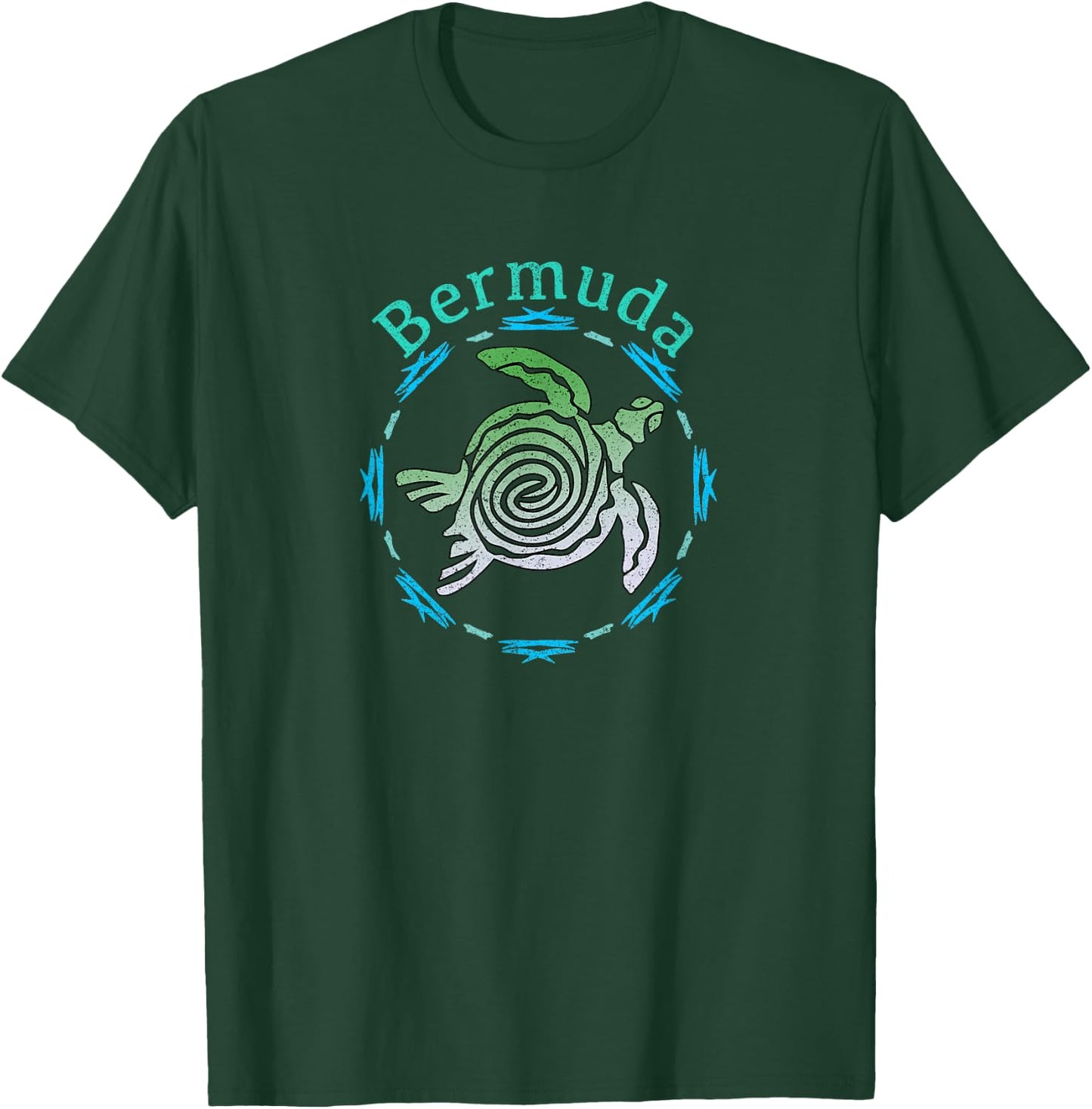 Bermuda Vintage Tribal Turtle Gift T-Shirt - T-Shirt | Forest