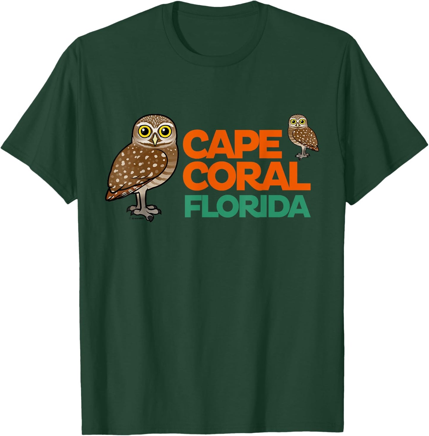 Cape Coral Florida Burrowing Owl Cute Cartoon Bird T-Shirt - T-Shirt | Forest