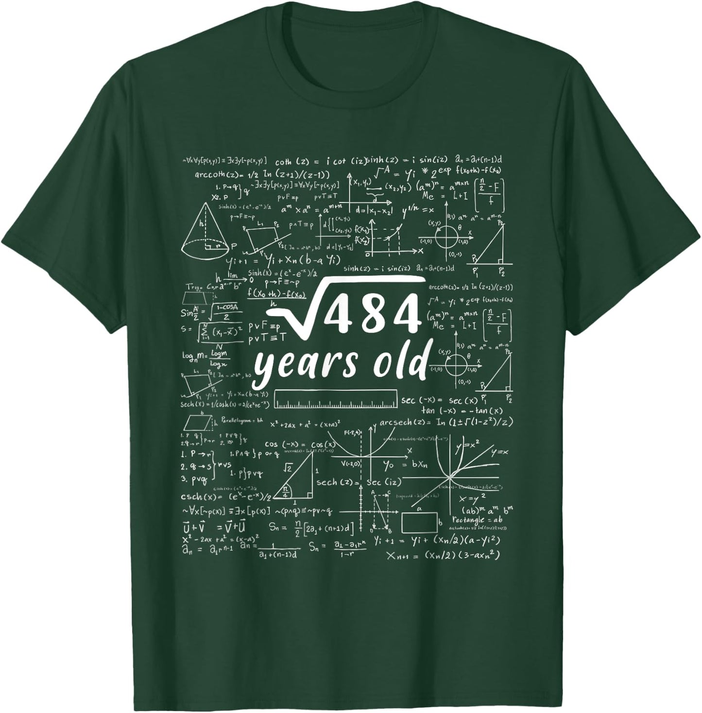 22nd Birthday Math Square Root Of 484 Retro 22 Years Old T-Shirt - T-Shirt | Forest