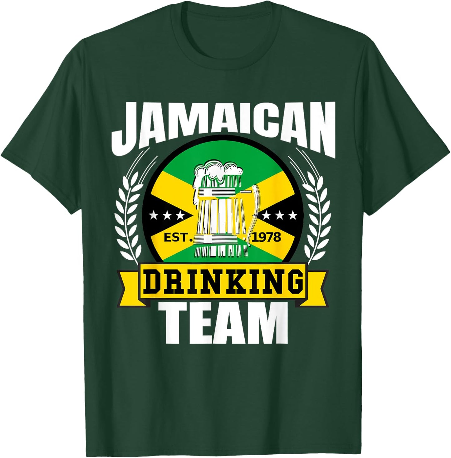 Jamaican Drinking Team Funny Jamaica Flag Beer Party Gift T-Shirt - T-Shirt | Forest