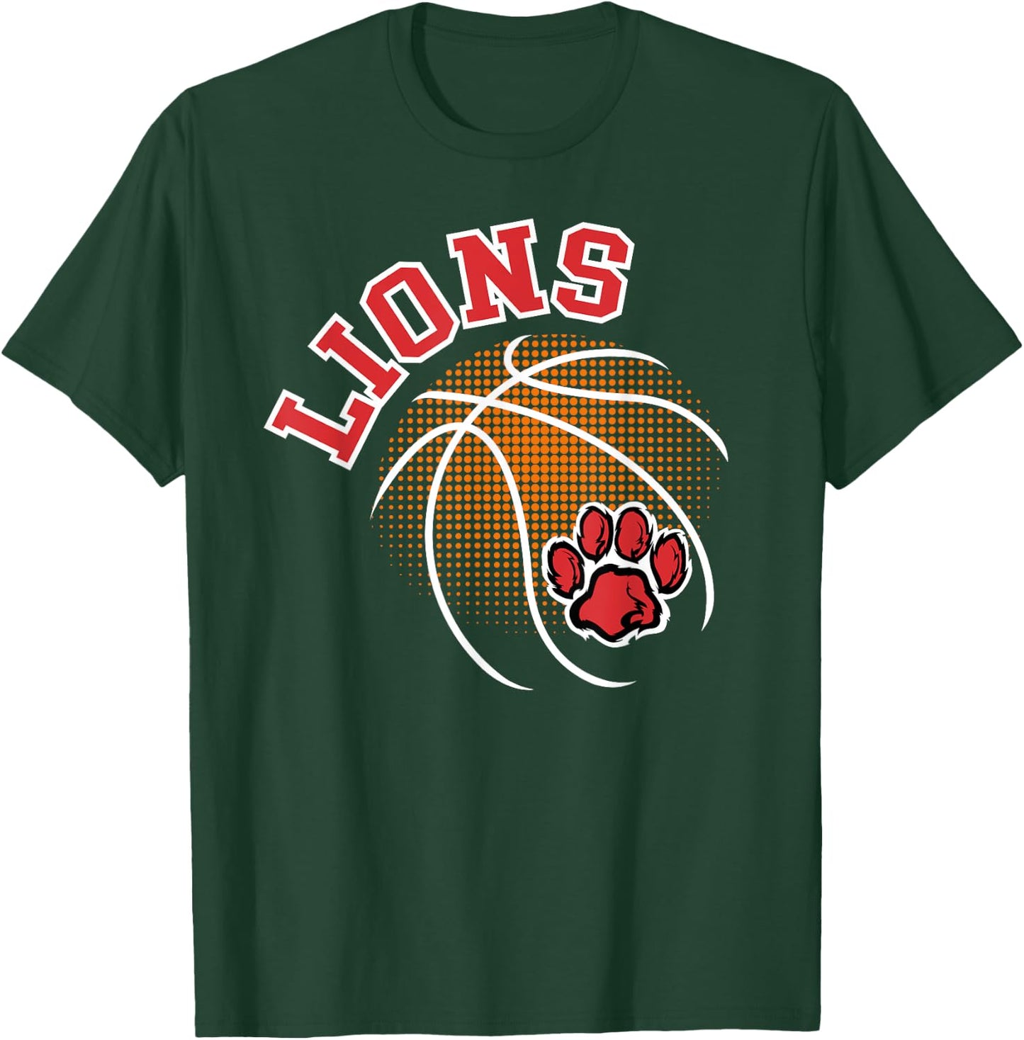 Lions Basketball Red Lion Pride School Spirit Lion Mascot T-Shirt - T-Shirt | Forest