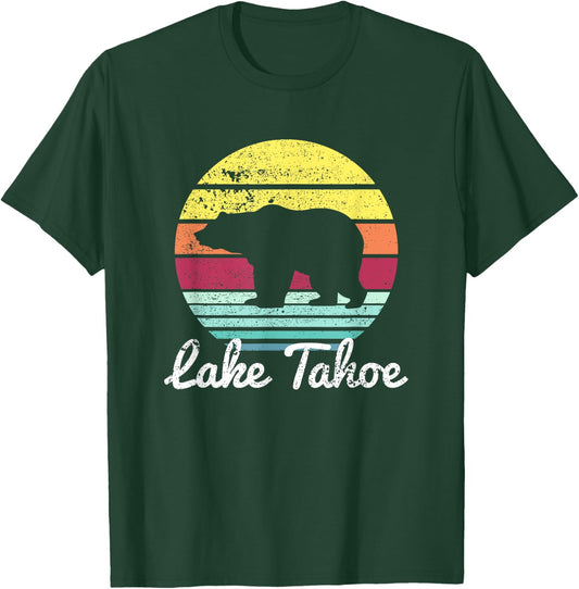 Vintage Retro Lake Tahoe California USA Bear T Shirt T-Shirt - T-Shirt | Forest