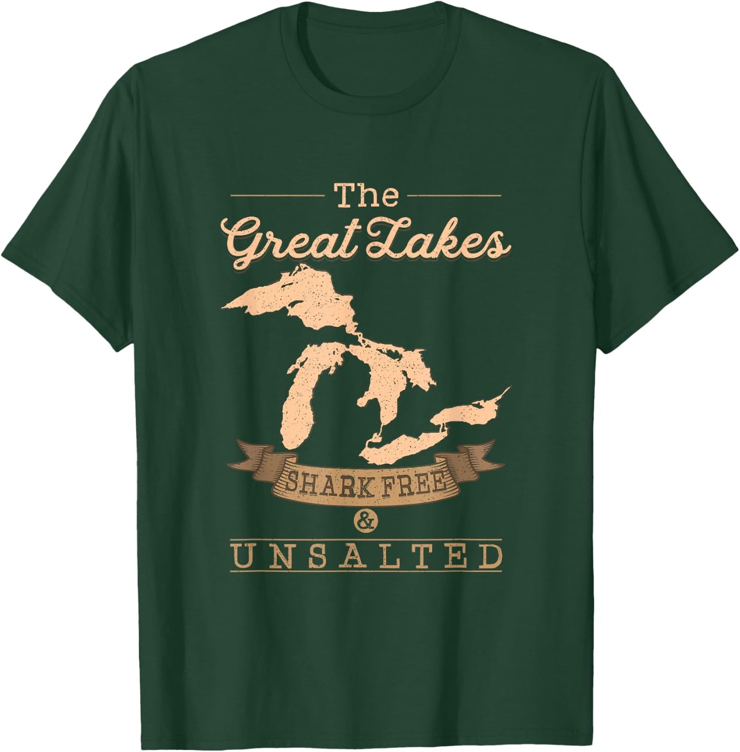 The Great Lakes Shark Free Unsalted Michigan Gift T-Shirt - T-Shirt | Forest