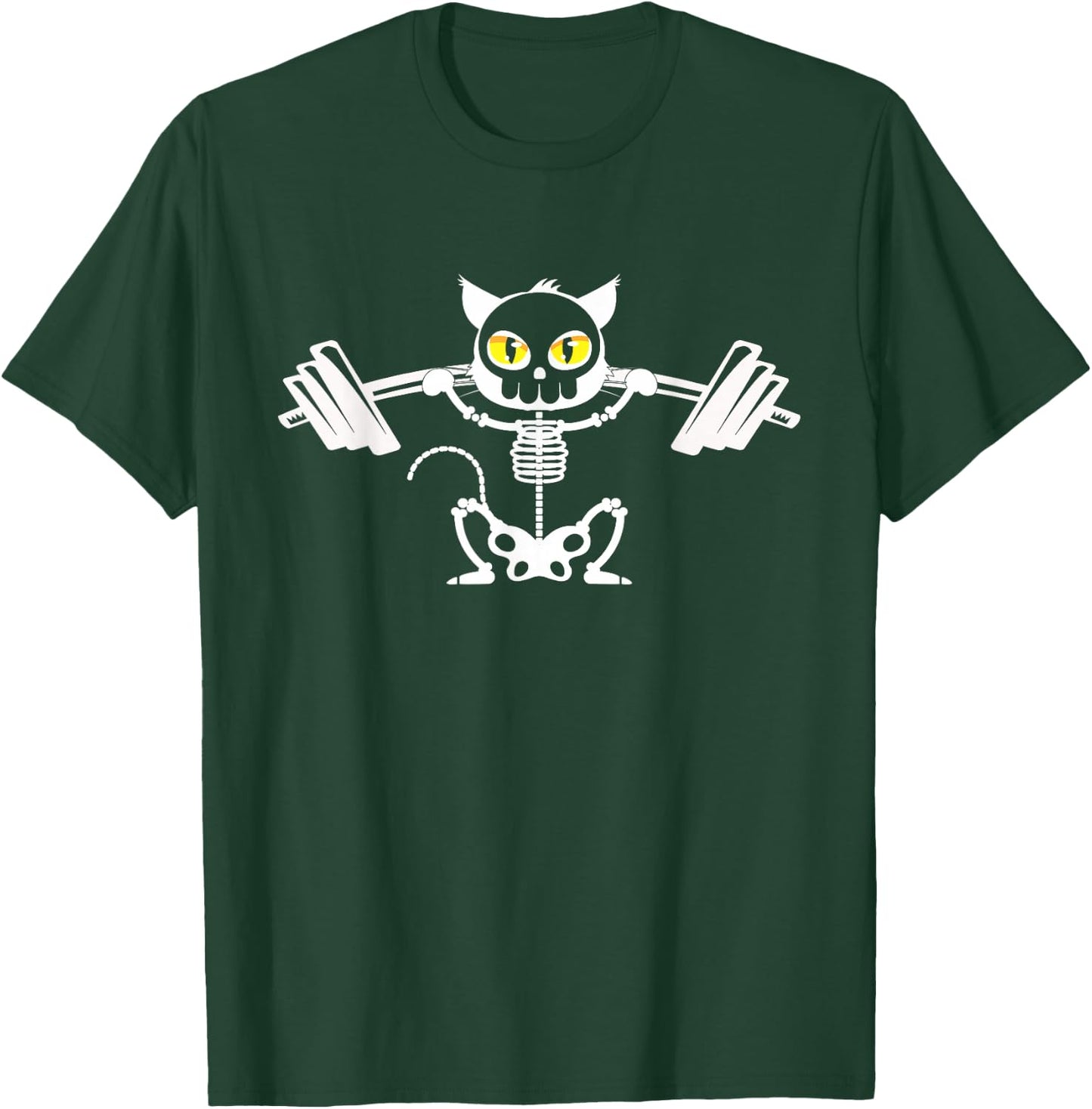 Cat Skeleton Deadlift Powerlifting T-Shirt - T-Shirt | Forest
