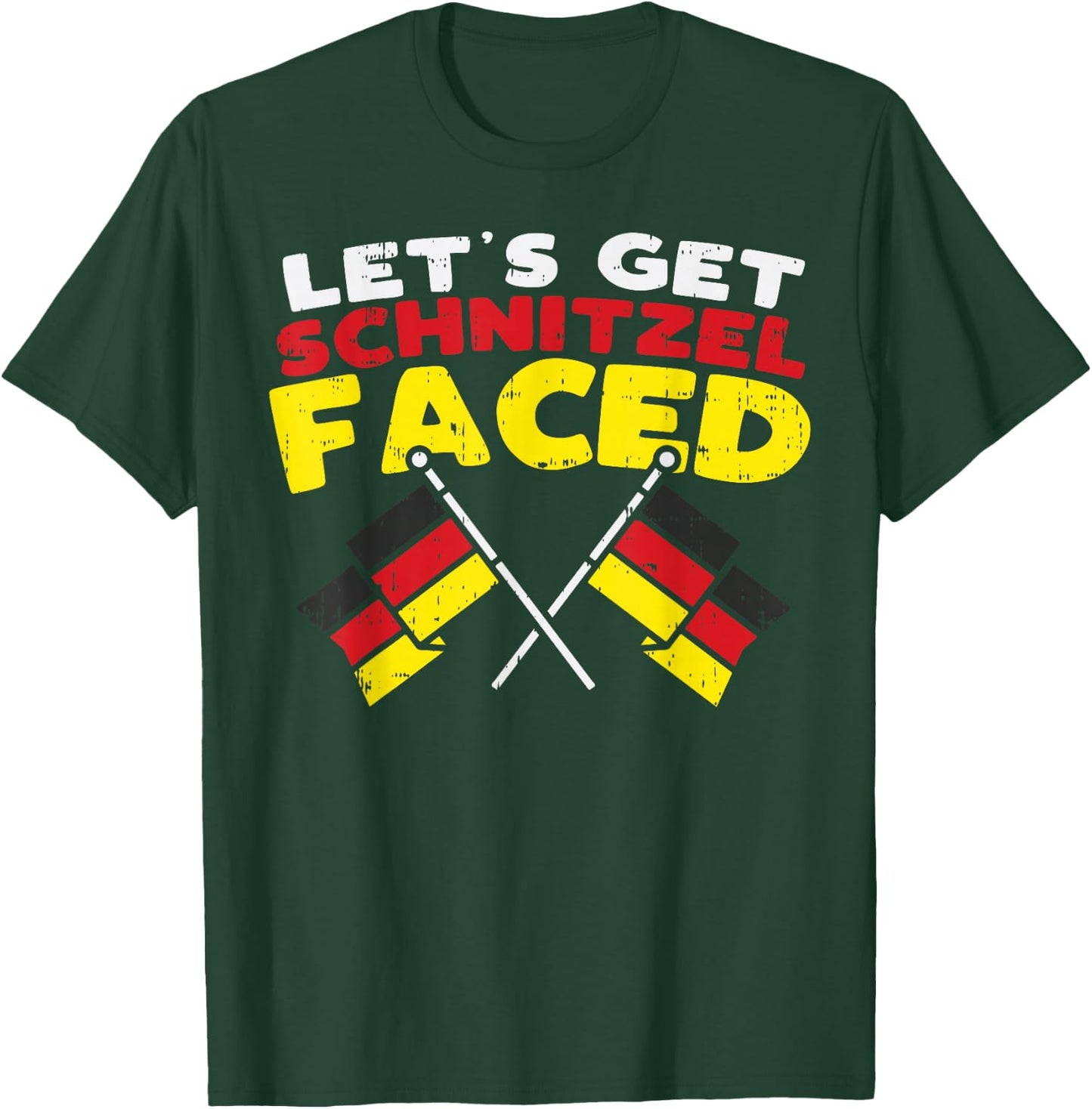 Lets Get Schnitzel Faced Funny German Flags Oktoberfest T-Shirt - T-Shirt | Forest