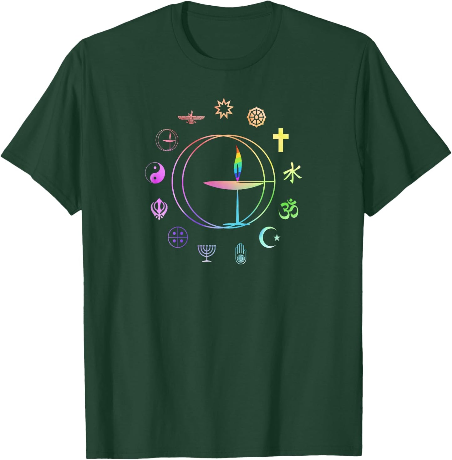 Unitarian Universalist T Shirt - Rainbow UU Chalice T-Shirt - T-Shirt | Forest