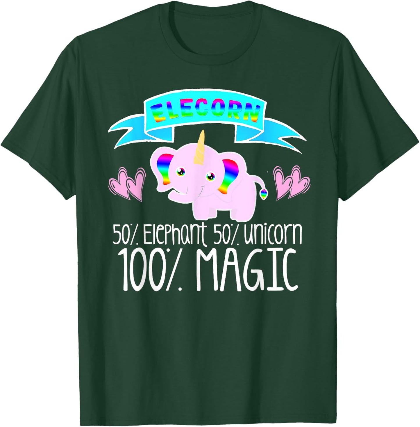 Unicorn Elephant ELECORN Girls Women Love Fairy Tales Cute T-Shirt - T-Shirt | Forest