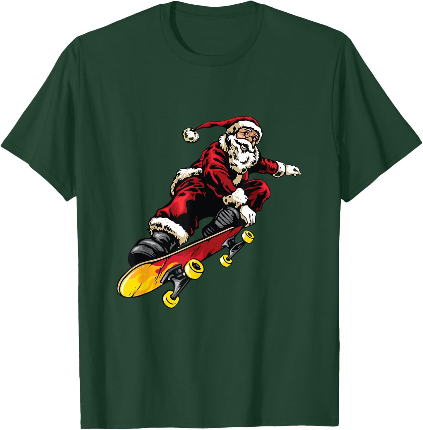 Santa Claus On Skateboard Funny Christmas Xmas T-Shirt - T-Shirt | Forest