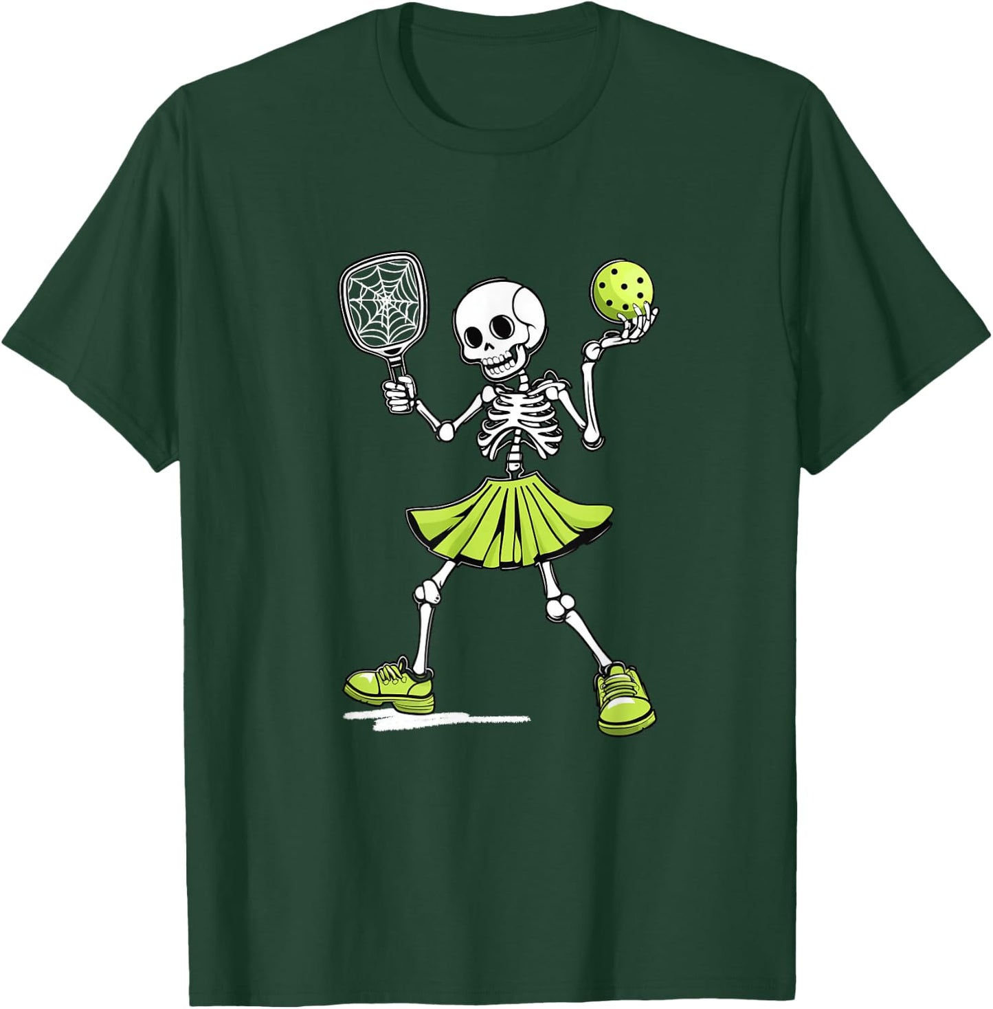 Spooky Pickleball Halloween Skeleton Costume Women T-Shirt - T-Shirt | Forest