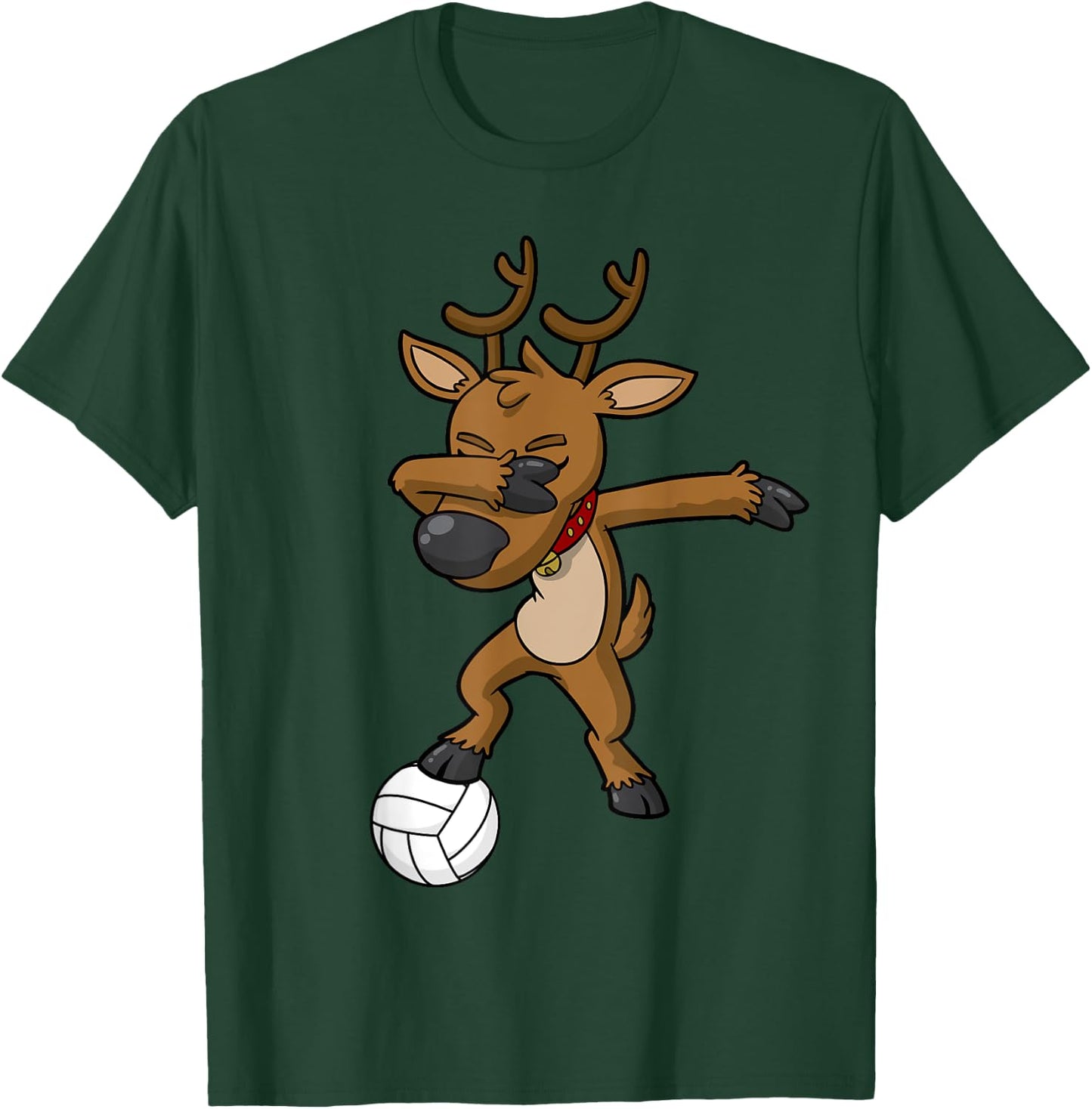 Volleyball Dabbing Reindeer Christmas T-Shirt - T-Shirt | Forest