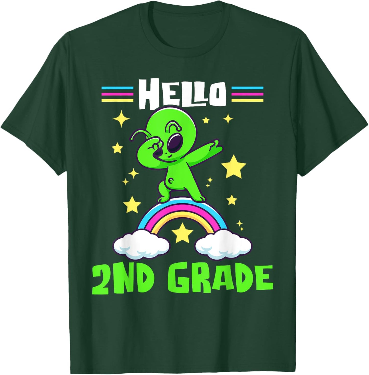 Hello 2nd Grade Dabbing Alien First Day of School 2025 Kids T-Shirt - T-Shirt | Forest