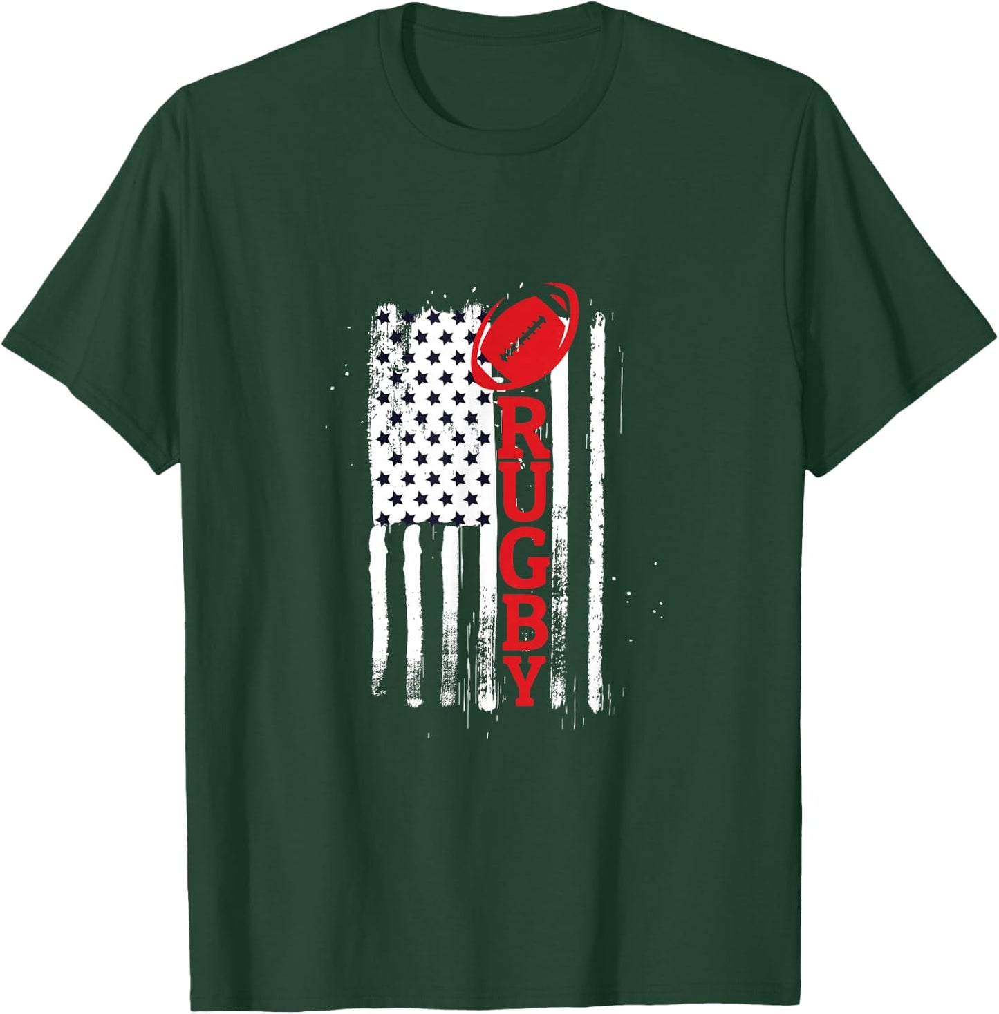 USA Flags Rugby Vintage Gift Fun T-Shirt - T-Shirt | Forest