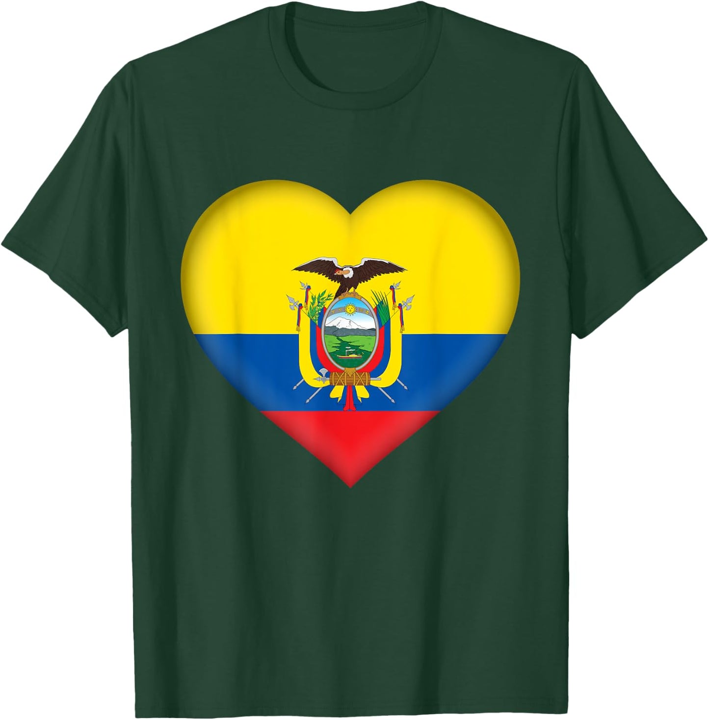 I Love Ecuador | Ecuadorian Flag Heart Outfit T-Shirt - T-Shirt | Forest