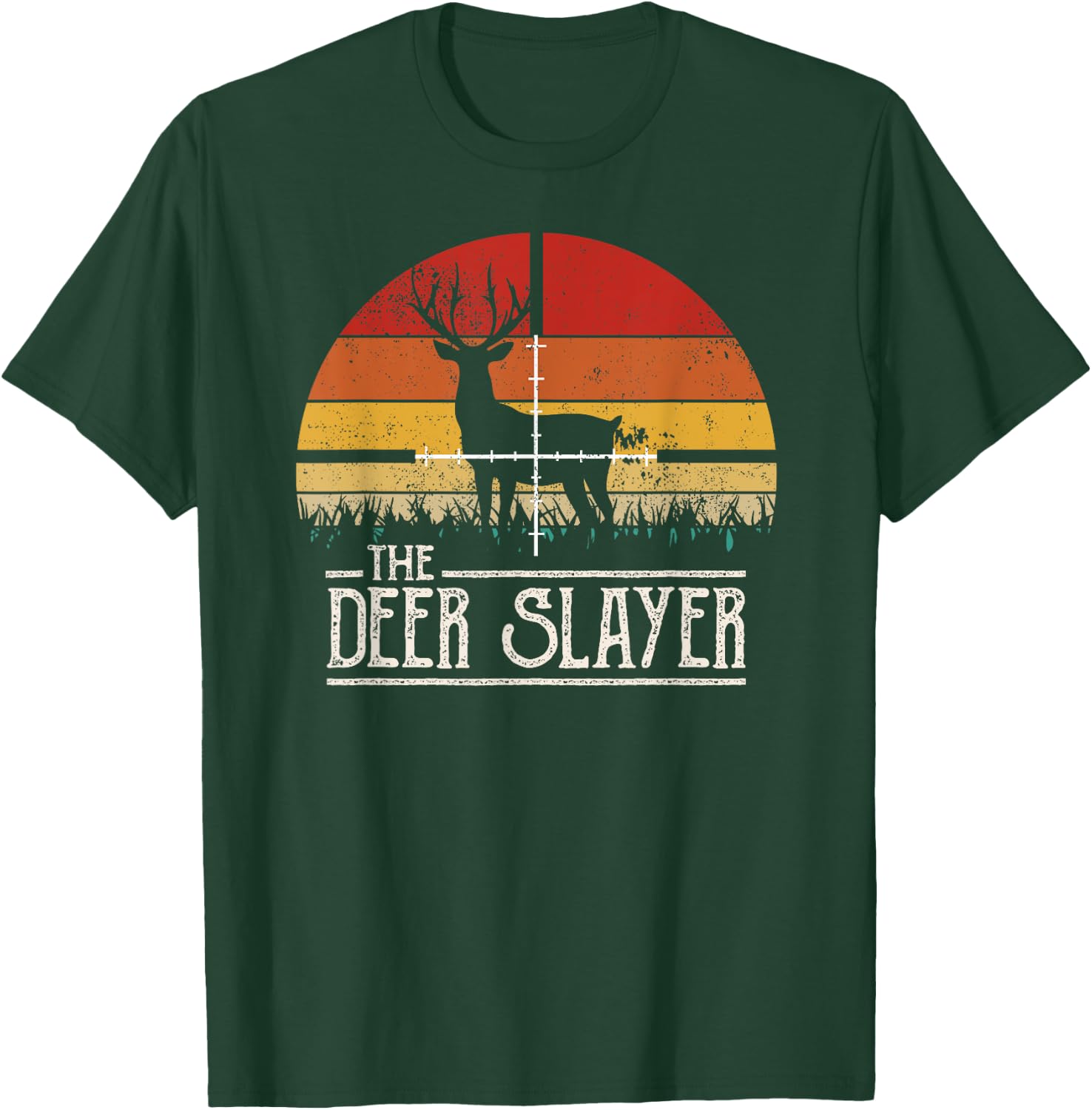 Vintage Sunset Retro Style Deer Hunting Deer Slayer T-Shirt - T-Shirt | Forest
